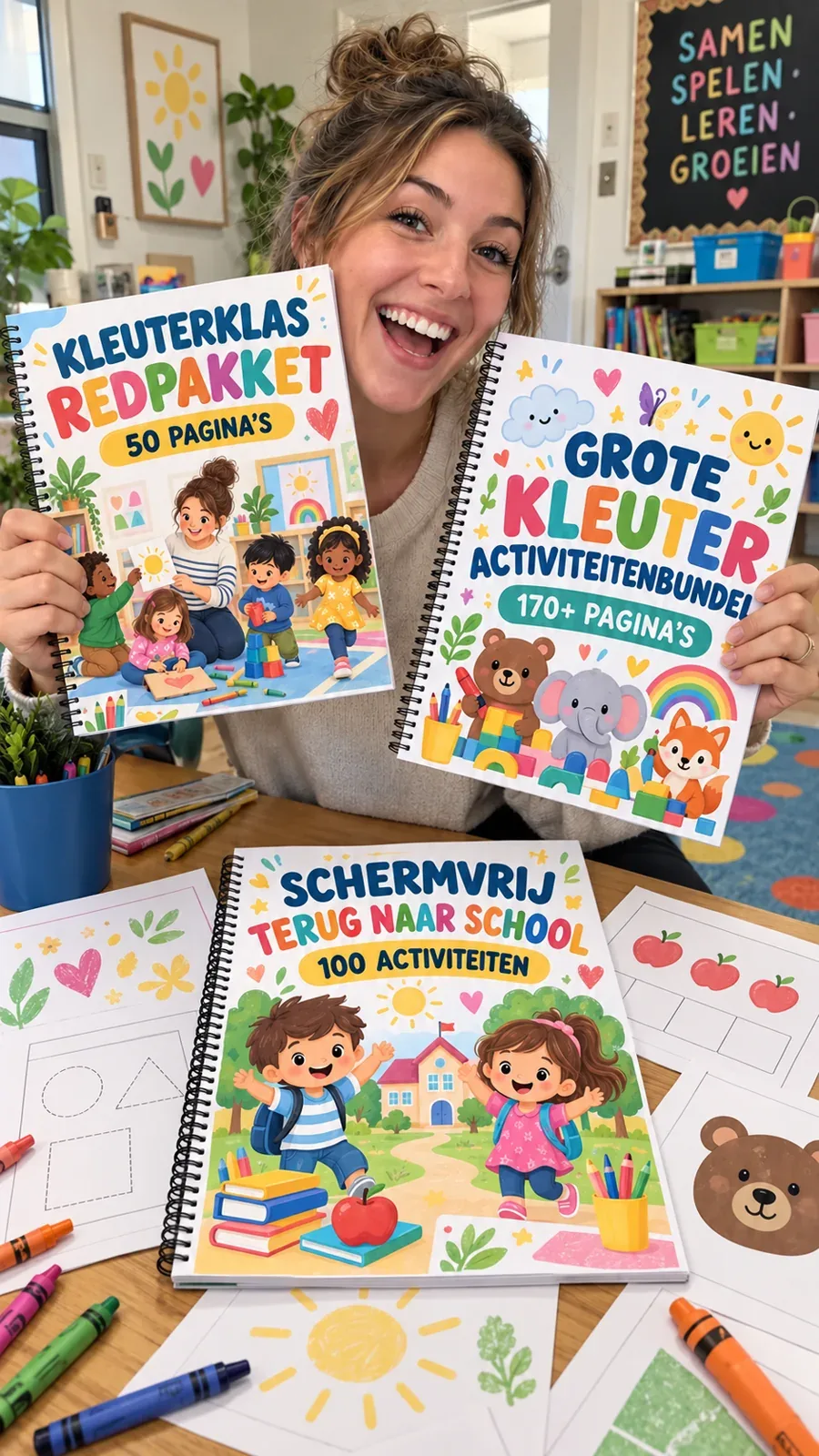 Educador mostra 3 pacotes de atividades para o pré-escolar em português